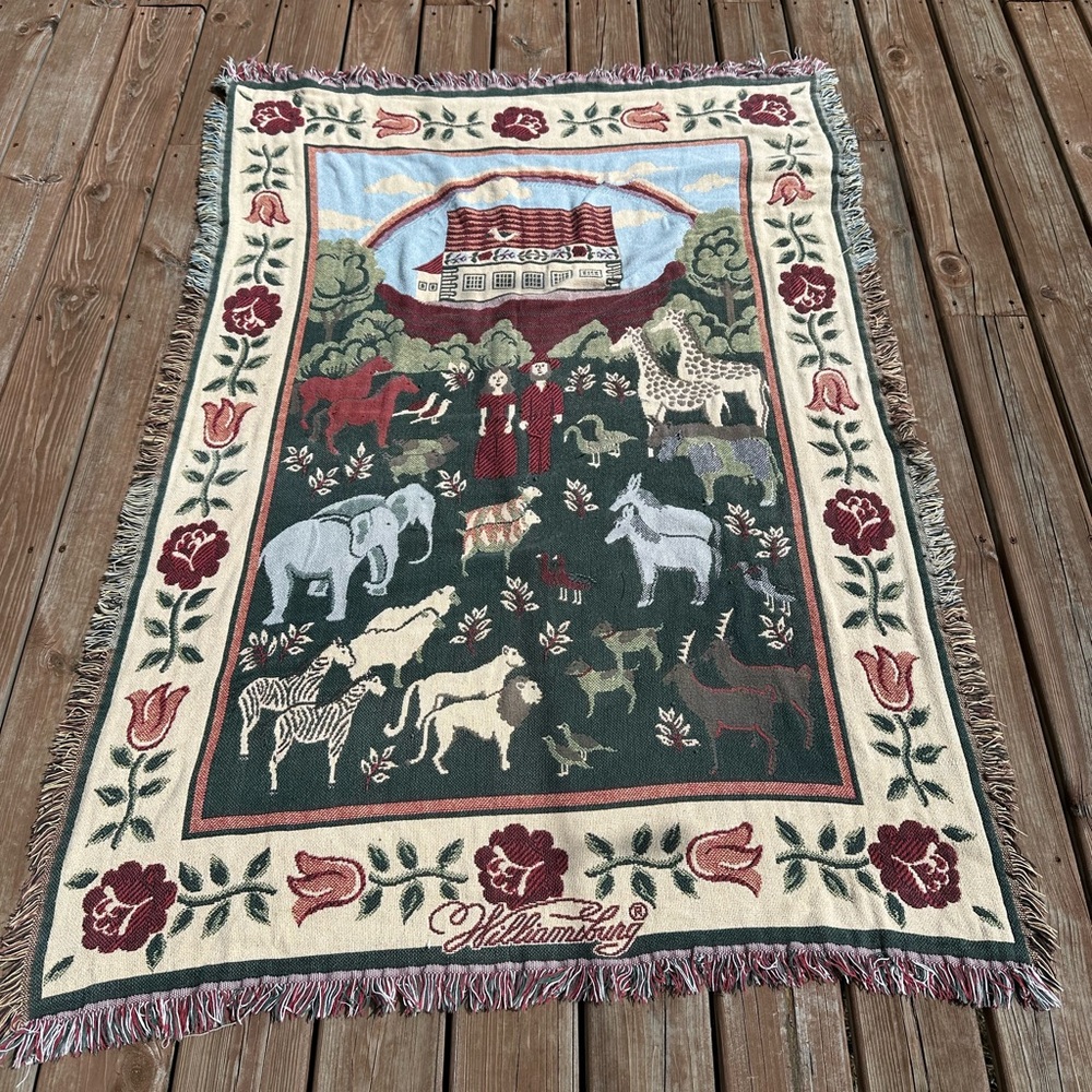 Goodwin Weavers Williamsburg Noah’s Ark Woven Throw Blanket Tapestry